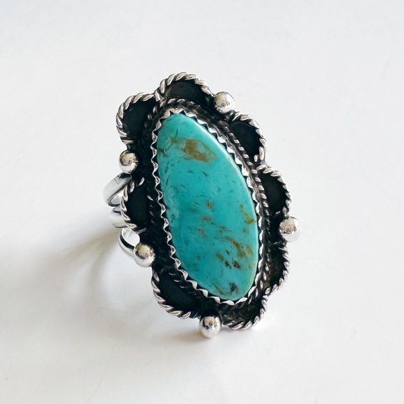 Vintage Navajo Sterling Silver & Turquoise Ring – G. Boyd, Size 6 - Picture 3 of 5